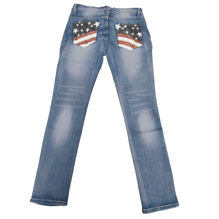 Hölgyek bootcut farmernadrág zászló részletekkel – Madison
