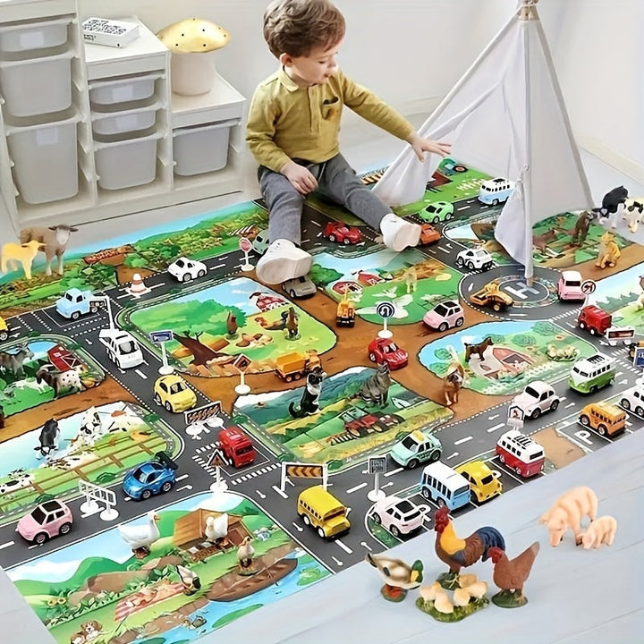 Gyermek játszószőnyeg farm- és forgalmi témával - DuoPlay