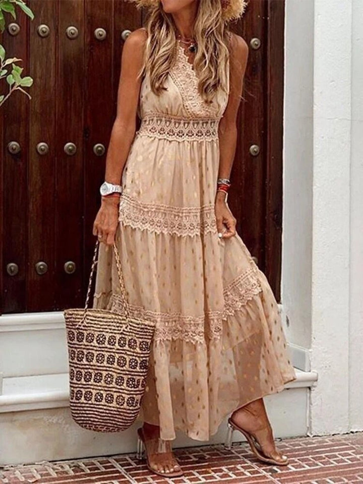 Laza boho nyári ruha Ibiza stílusban V-nyakkivágással – Niva