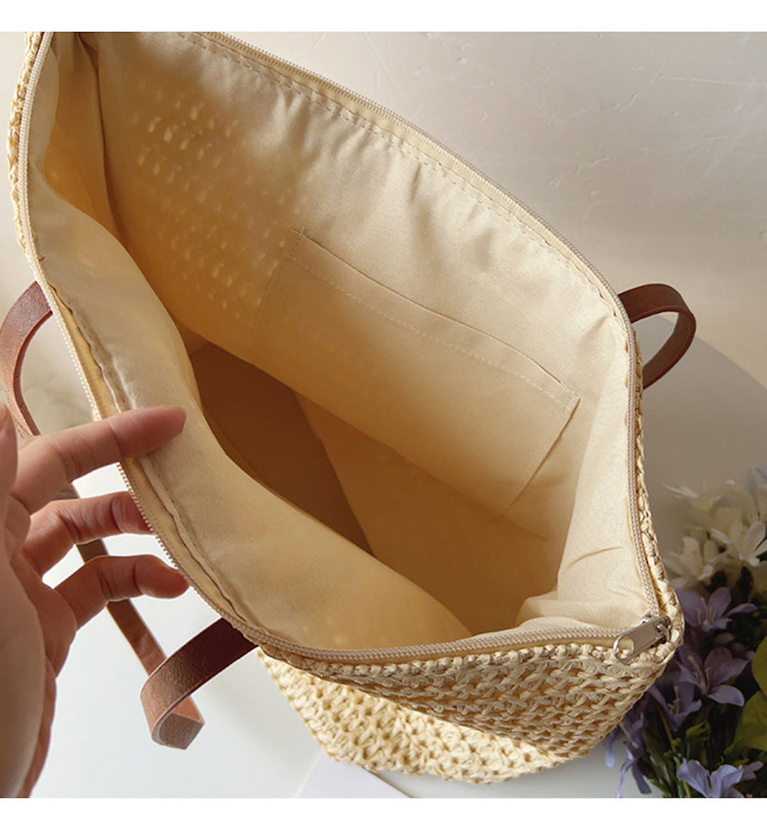 Nád Táska Bőr Pántokkal - SummerBreeze Tote