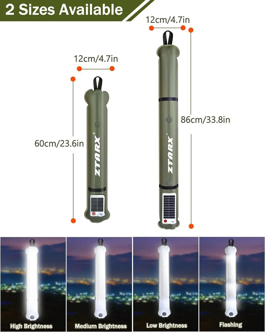 Felfújható Solar LED Csőlámpa - LumiGlow Pro