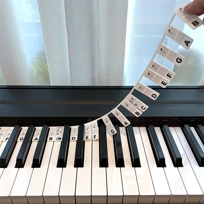 Levehető szilikon hangjegycímkék 88 billentyűs zongorákhoz és keyboardokhoz