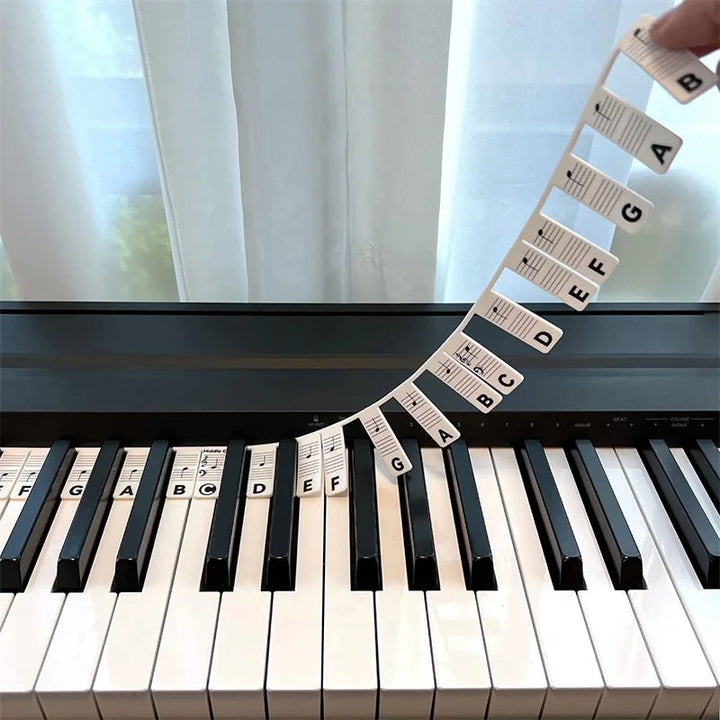 Levehető szilikon hangjegycímkék 88 billentyűs zongorákhoz és keyboardokhoz