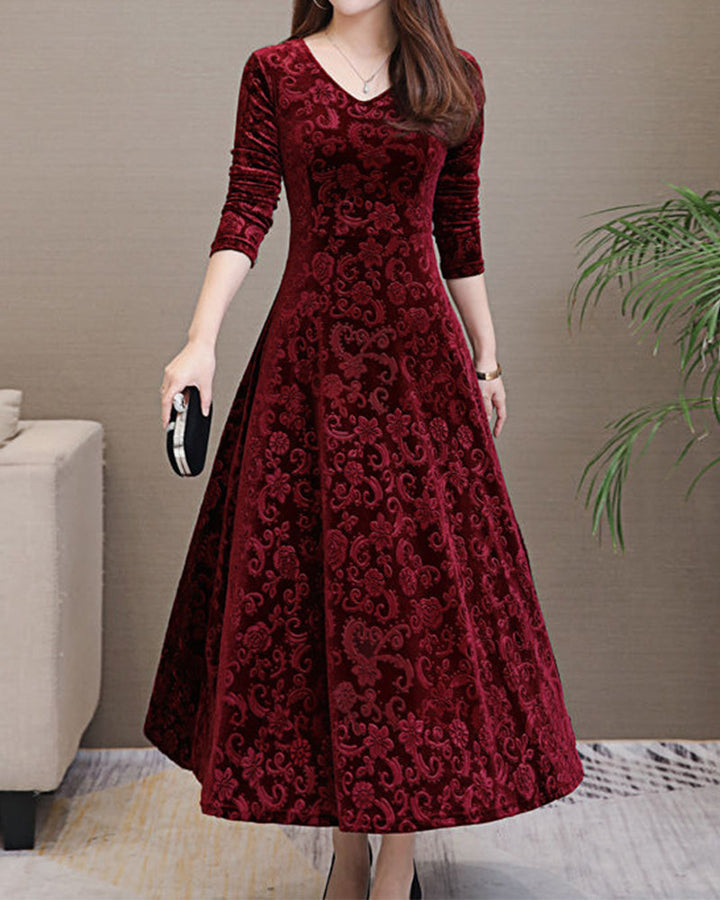 Midikleid A-vonalú fazonnal és V-kivágással – Amara