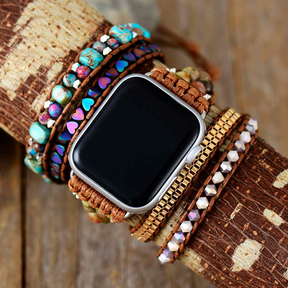 AA NOT AVAILABLE Jaspis & Onyx Bohém Apple Watch Szíj - Lyra