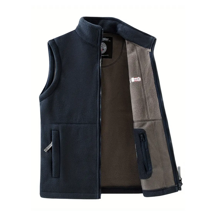 Férfi fleece kültéri mellény – Bélelt, álló gallérral – Kaspar