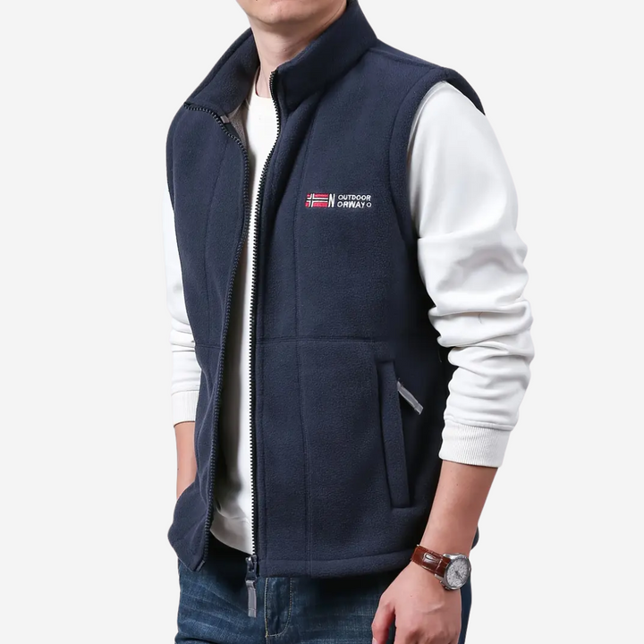 Férfi fleece kültéri mellény – Bélelt, álló gallérral – Kaspar