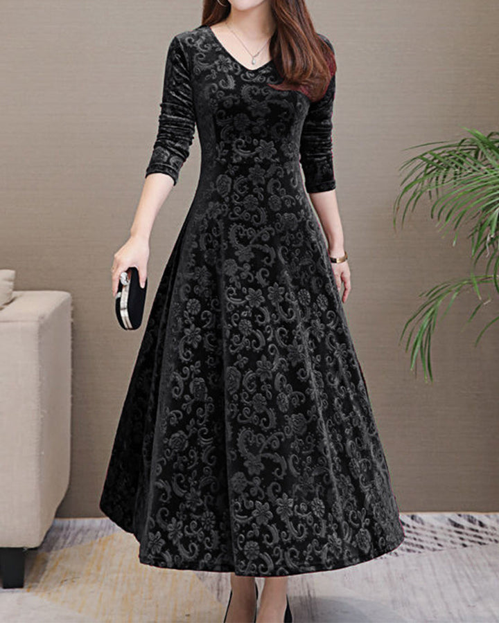 Midikleid A-vonalú fazonnal és V-kivágással – Amara