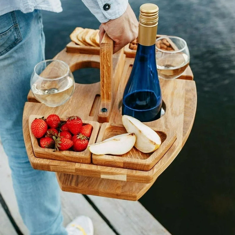 Hordozható Fa Piknikbor Asztal - WineNest
