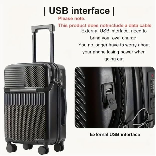 Kemény Héjú Kézipoggyász Pohártartóval, USB Porttal és TSA Zárral