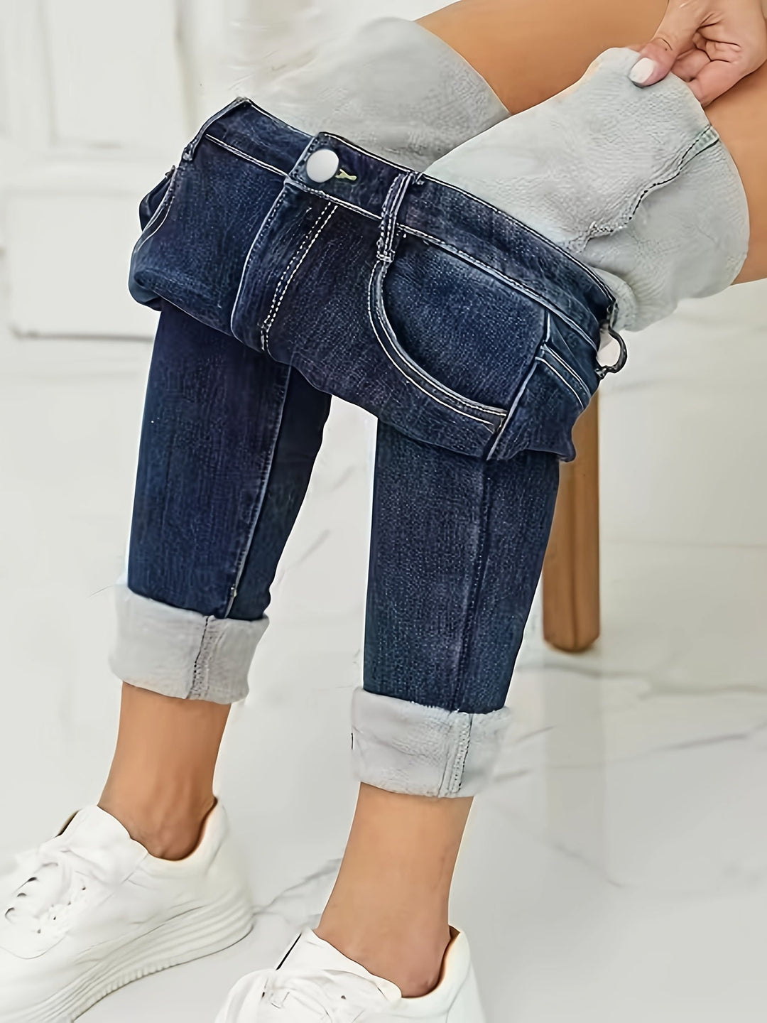 Meleg skinny farmernadrág béleléssel - Selvia