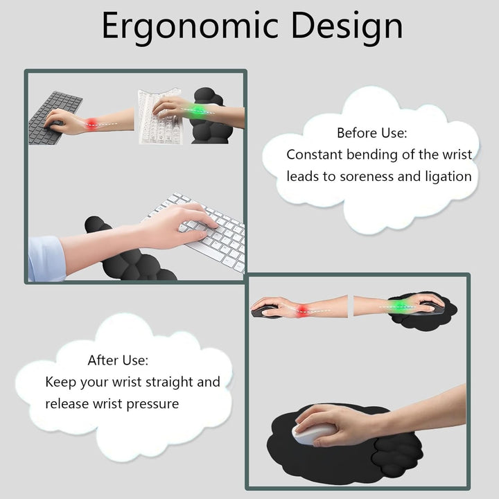 Felhő alakú ergonómikus csuklótámasz szett egérpad és poháralátét – Zeyora