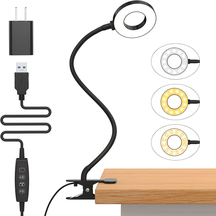 3 színmódos LED asztali klipszes lámpa & rugalmas gooseneck – Selvara (1+1 INGYEN)