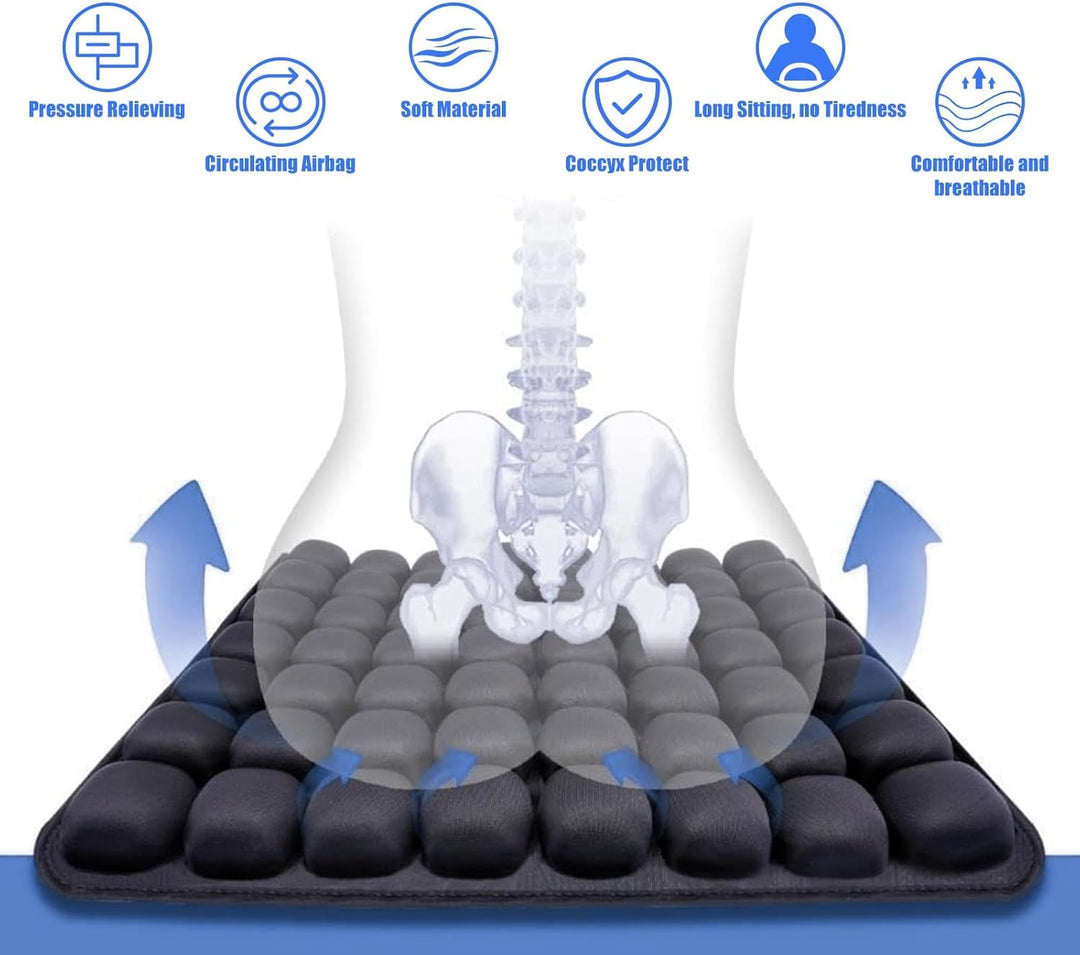 Felfújható Utazási Üléspárna Ergonomikus Nyomáscsökkentő Funkcióval – AirComfort