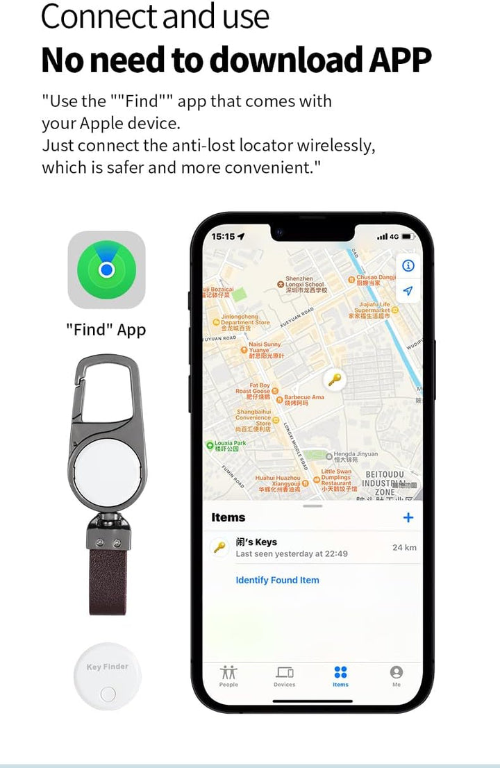 Okos Anti-Lost Lokátor Kulcstartó – Valós idejű nyomkövetés a Find My segítségével – Zeyora