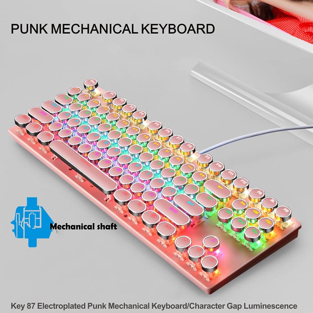 87 billentyűs mechanikus játékbillentyűzet RGB háttérvilágítással, kék kapcsolóval