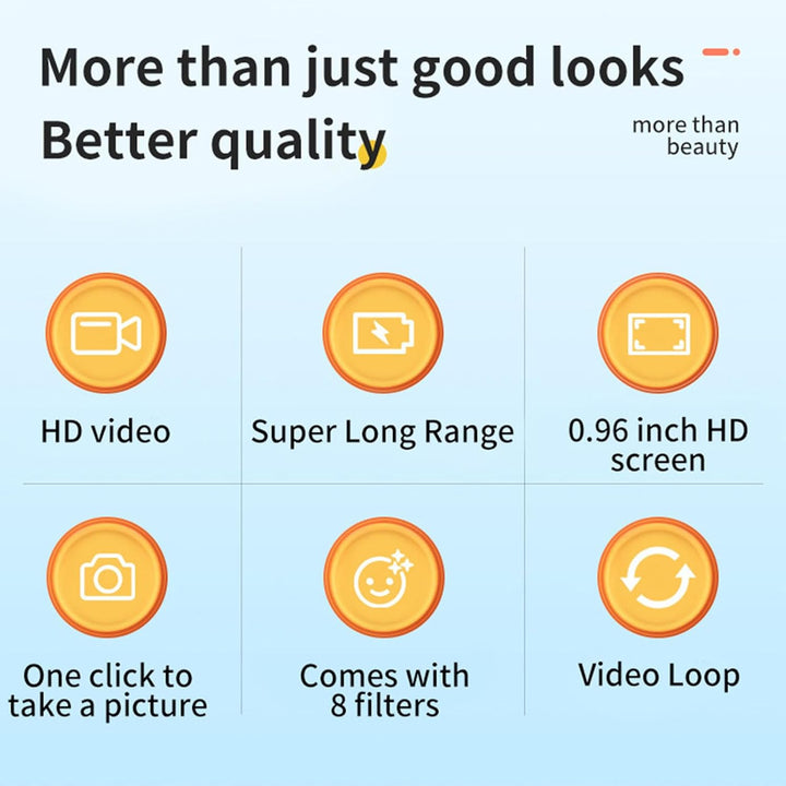 Mini digitális fényképezőgép 1080P színes kijelzővel és 100 perces akkumulátorral – Lurevo (1+1 INGYEN)