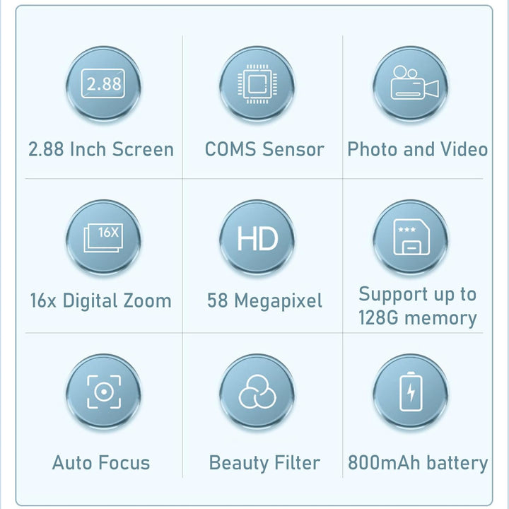 4K kompakt digitális fényképezőgép 58MP fényképekkel és 16x zoommal – Lumora