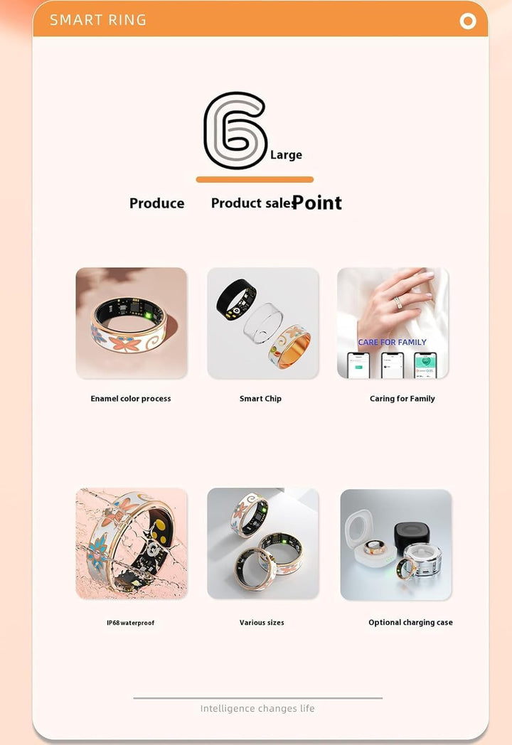 Smart Enamel Wellness Ring – Fitnesz és Alvás Követő iOS és Android számára – Aurina