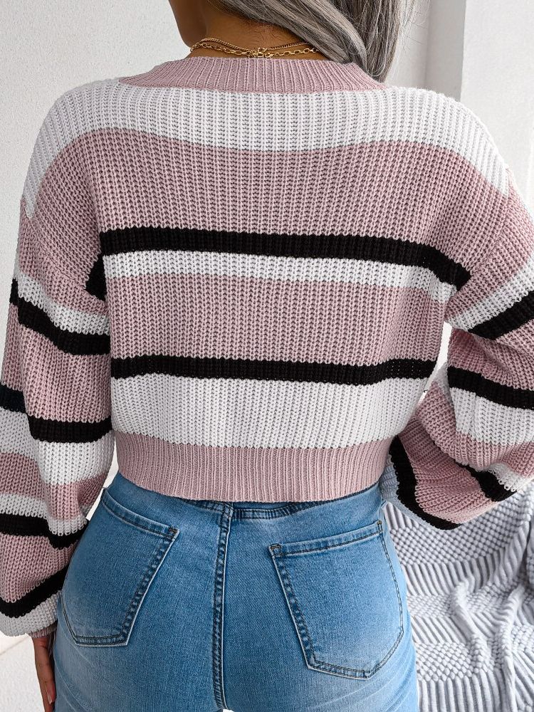 Csíkos Crop Pulóver - Emory