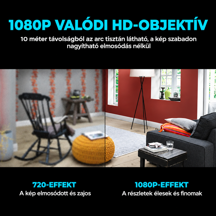 Mini cameră de securitate WiFi 1080p | Vedere nocturnă ascunsă | Notificări la detectarea mișcării | Sunet