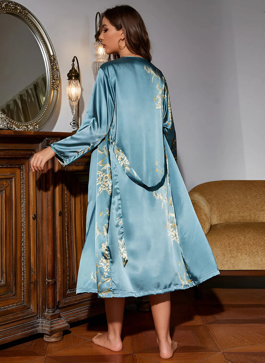 Két részes selyemruha-kimono szett nőknek – Livia