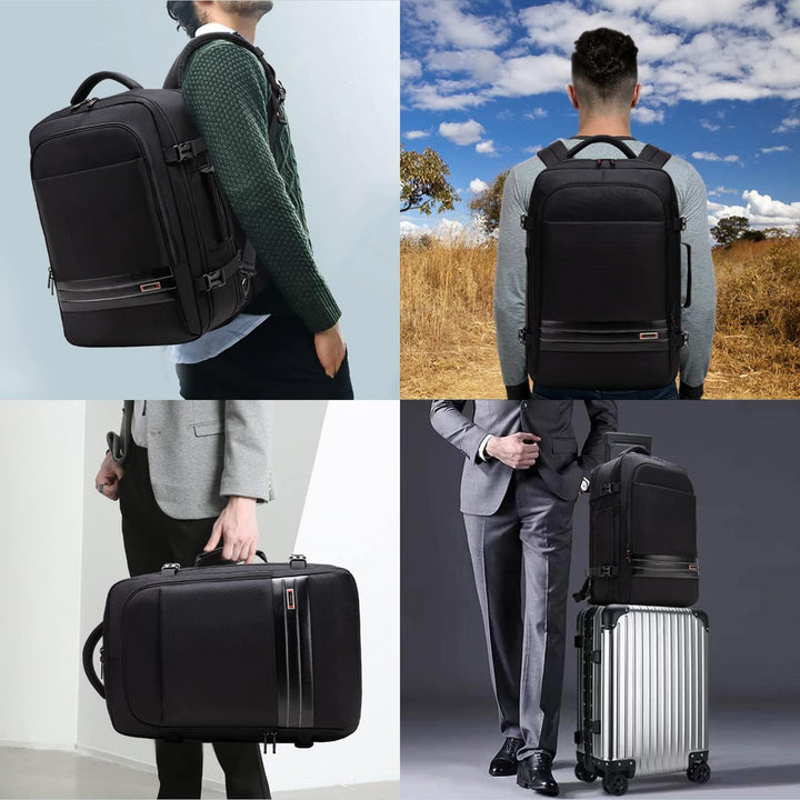 Bővíthető 45L–55L vízálló utazási hátizsák 18"-os laptop rekesszel