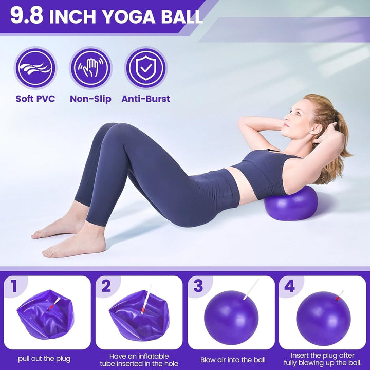 9 darabos otthoni Pilates készlet gyűrűvel, labdával, szalagokkal és csúszásmentes zoknikkal