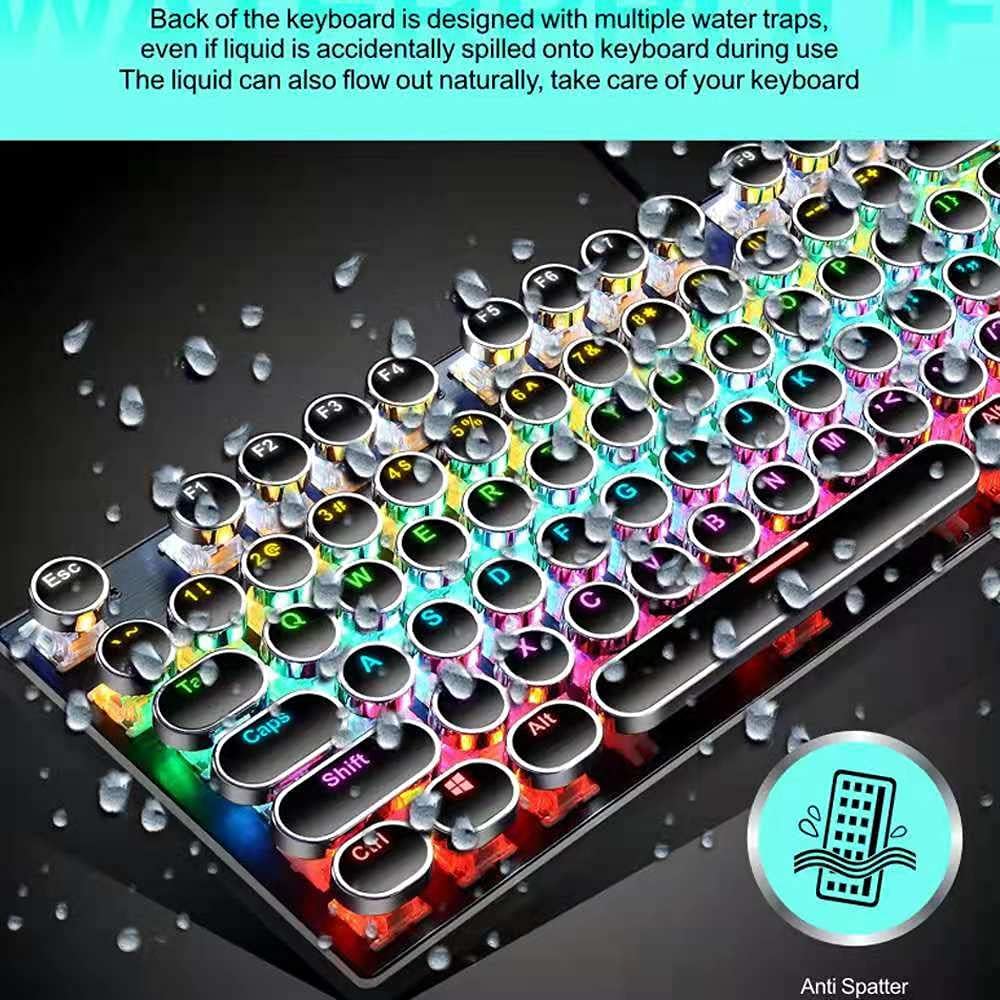 87 billentyűs mechanikus játékbillentyűzet RGB háttérvilágítással, kék kapcsolóval