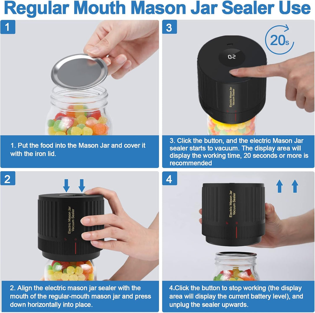 Elektromos Mason Jar Vákuum Záró Készlet - Őrizze Meg a Frissességet Gyorsan!
