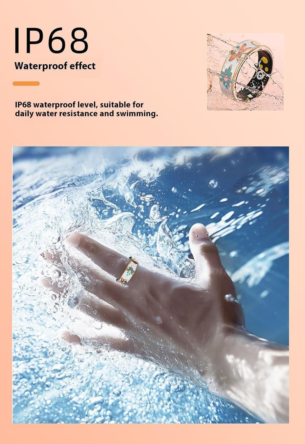 Smart Enamel Wellness Ring – Fitnesz és Alvás Követő iOS és Android számára – Aurina