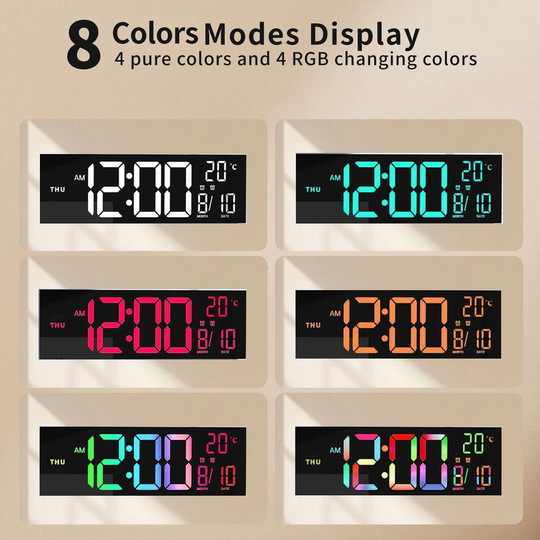 16 hüvelykes RGB digitális fal- és asztali ébresztőóra távirányítóval – Lumeris