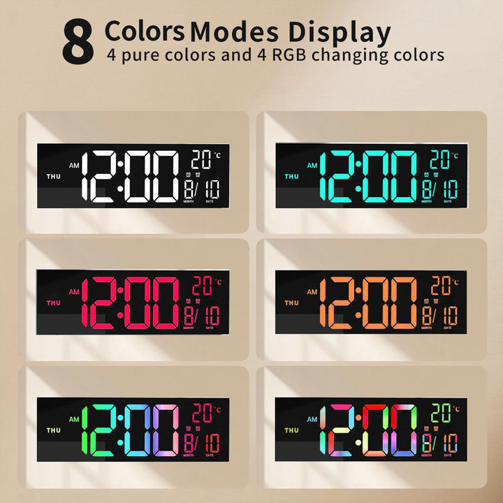 16 hüvelykes RGB digitális fal- és asztali ébresztőóra távirányítóval – Lumeris