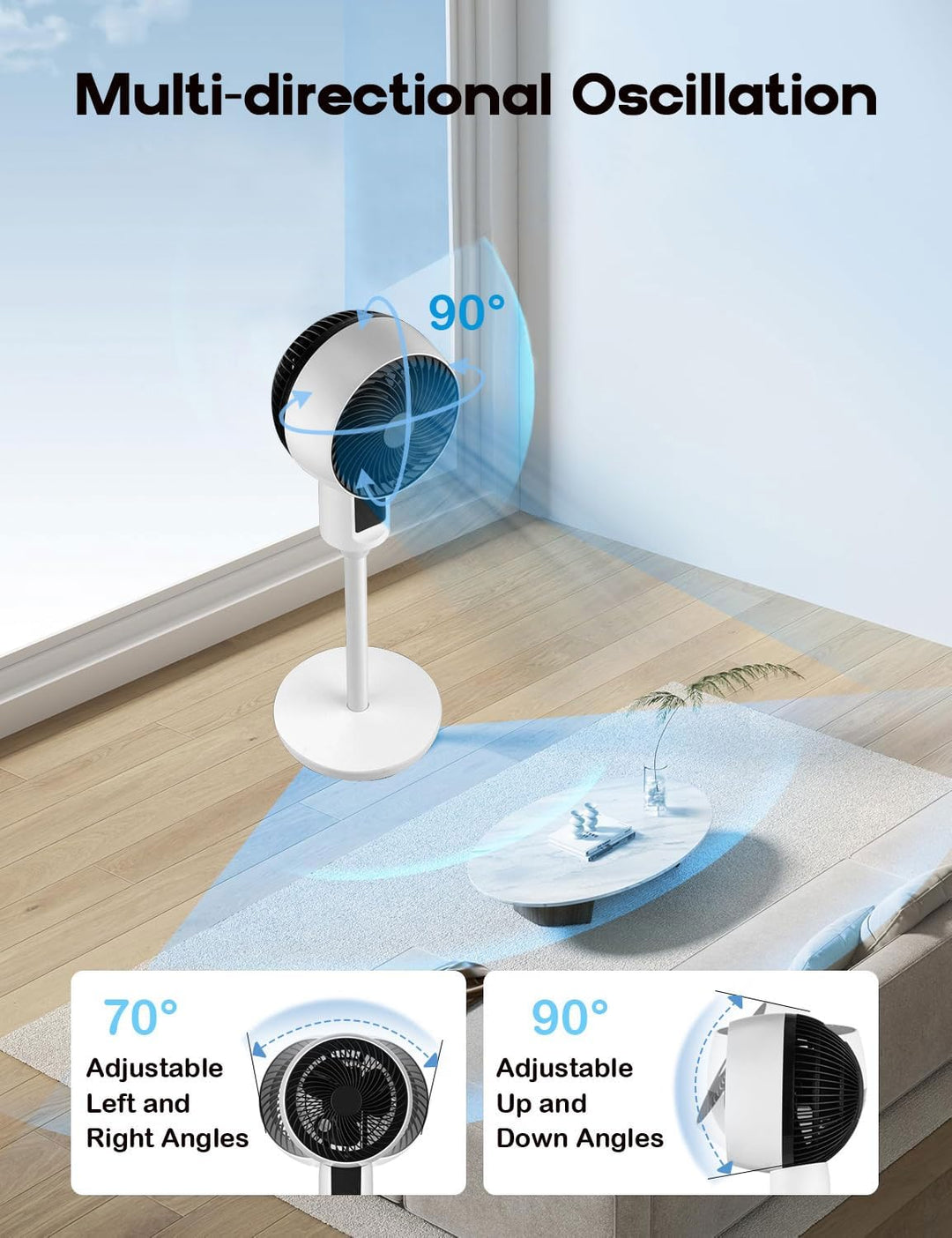 Állítható talpon álló ventilátor 3D-oszcillációval – Aerion