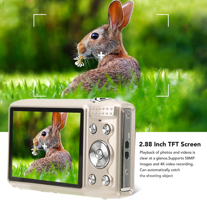 4K kompakt digitális fényképezőgép 58MP fényképekkel és 16x zoommal – Lumora