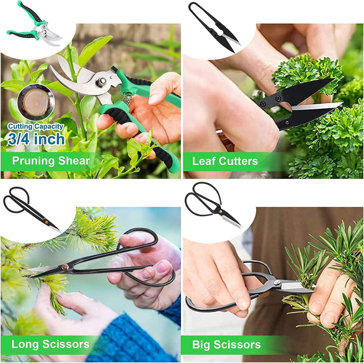 24 darabos Bonsai Fa Ápoló Készlet magas széntartalmú acél szerszámokkal és PU bőr táskával – Sevora