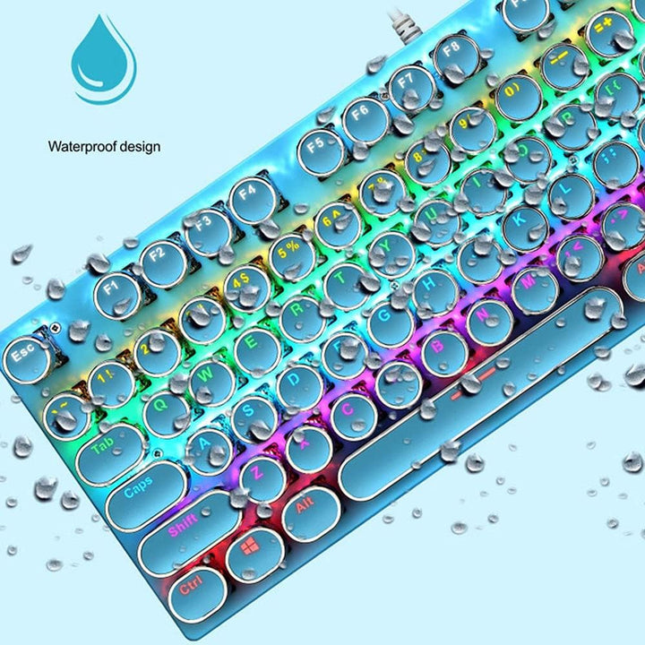 87 billentyűs mechanikus játékbillentyűzet RGB háttérvilágítással, kék kapcsolóval