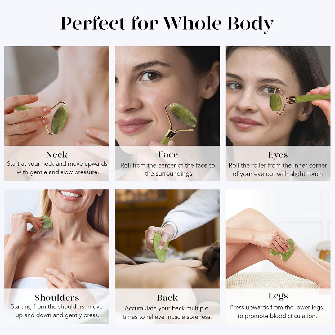 Instant Glow Gua Sha & Jade Roller Szett