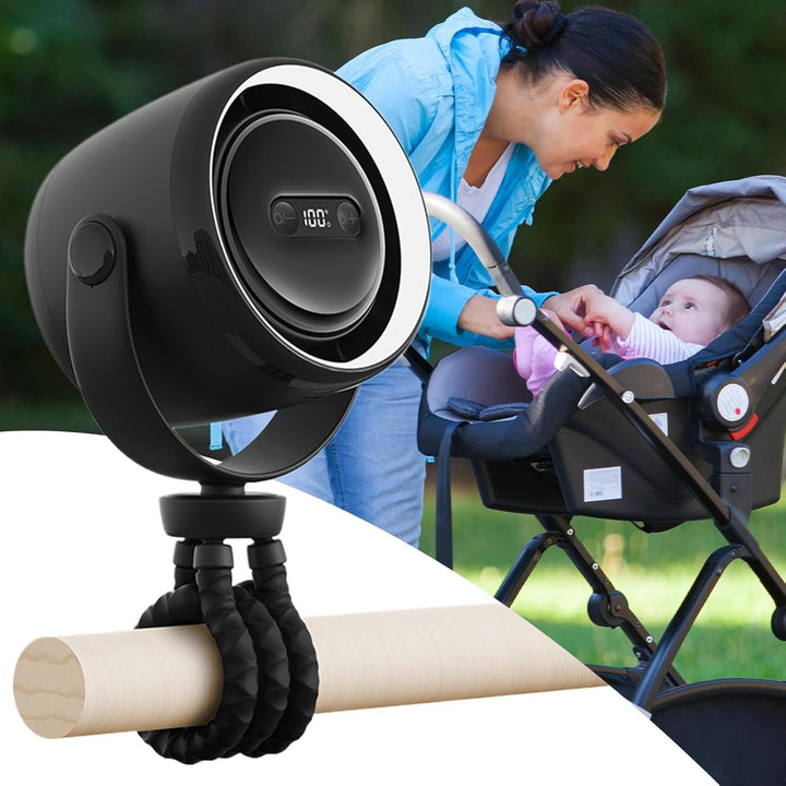 Újratölthető Clip-On Babakocsi Ventilátor Éjjeli Fénnyel 100 Sebesség