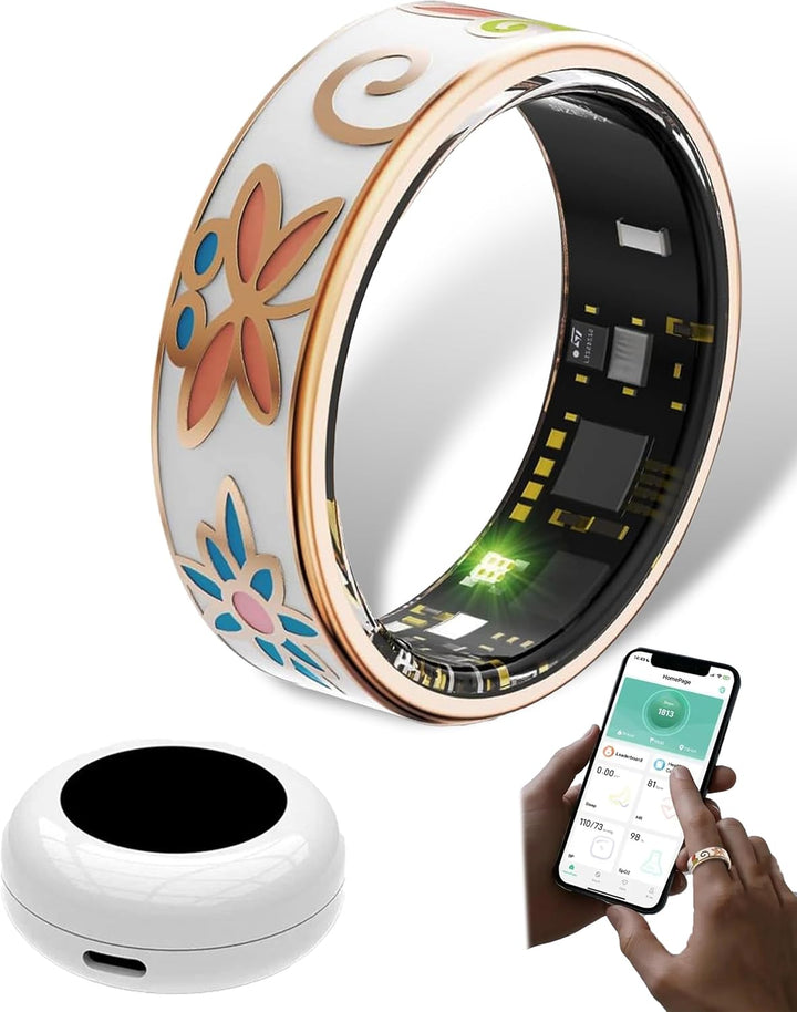 Smart Enamel Wellness Ring – Fitnesz és Alvás Követő iOS és Android számára – Aurina