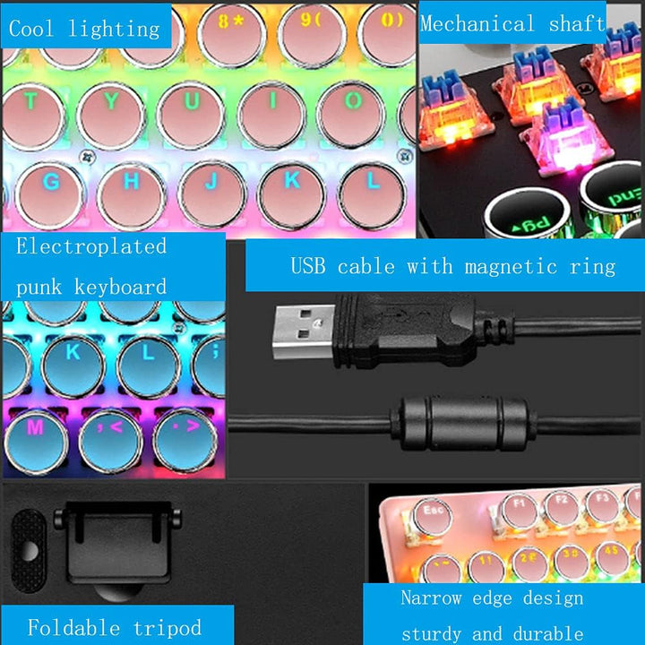 87 billentyűs mechanikus játékbillentyűzet RGB háttérvilágítással, kék kapcsolóval