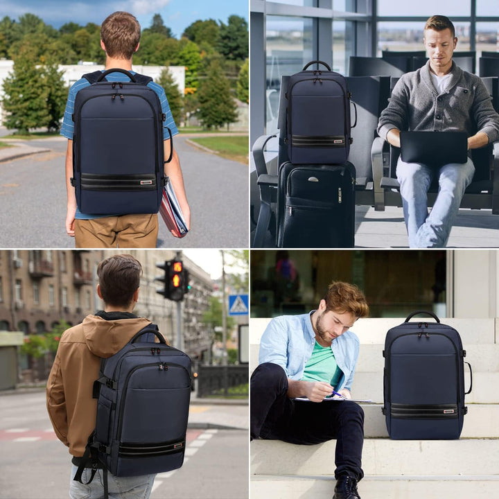 Bővíthető 45L–55L vízálló utazási hátizsák 18"-os laptop rekesszel