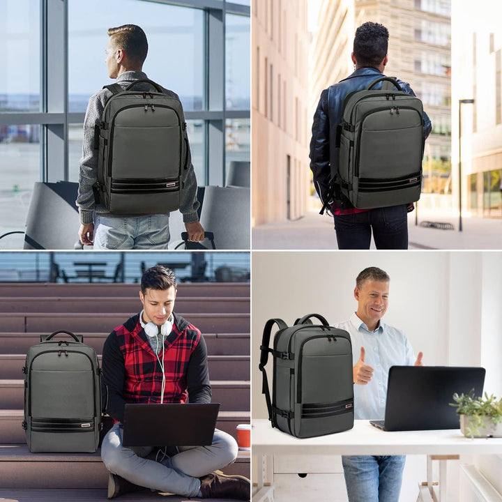 Bővíthető 45L–55L vízálló utazási hátizsák 18"-os laptop rekesszel