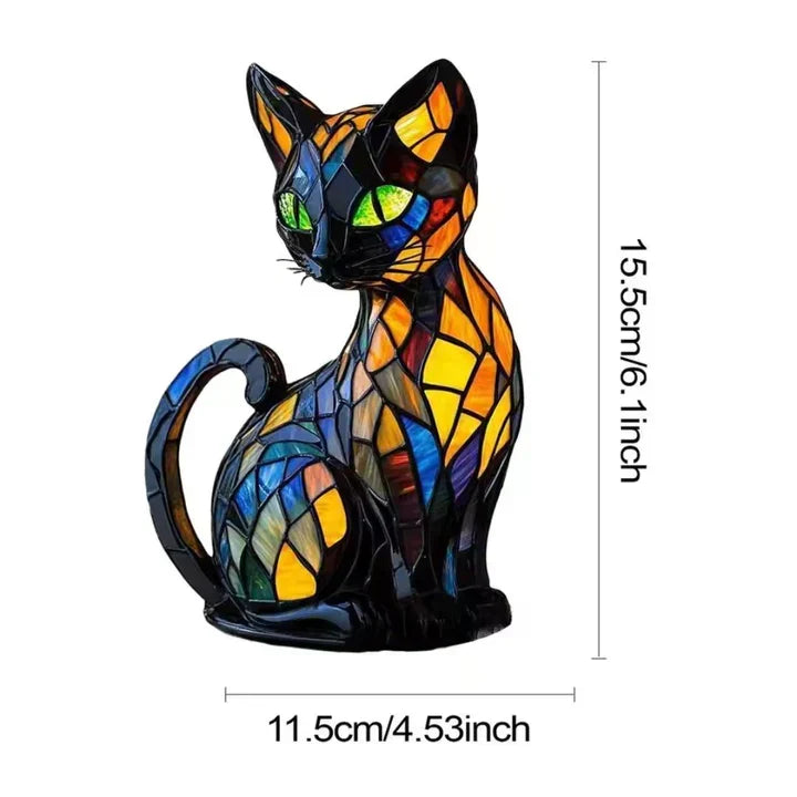 A macskalámpa méretekkel jelölve: 15,5 cm magas és 11,5 cm széles 7