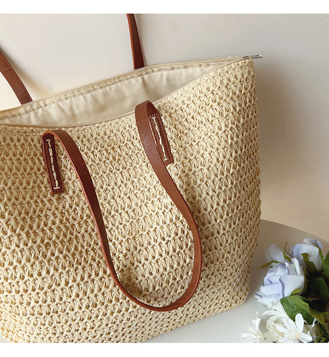 Nád Táska Bőr Pántokkal - SummerBreeze Tote