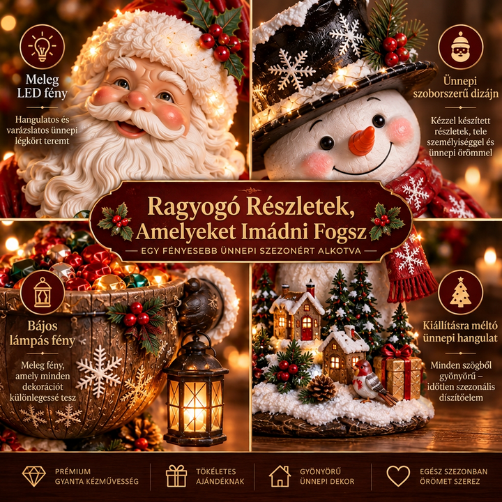 Karácsonyi cukorka tál meleg fénnyel, ünnepi figura