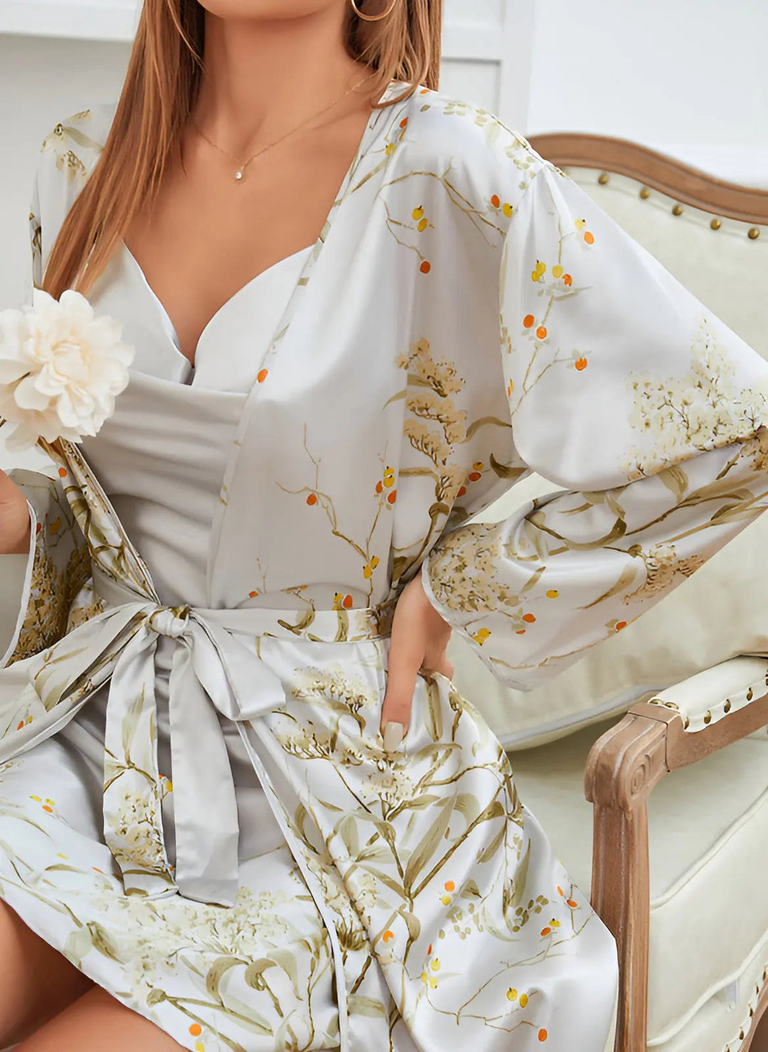 Két részes selyemruha-kimono szett nőknek – Livia