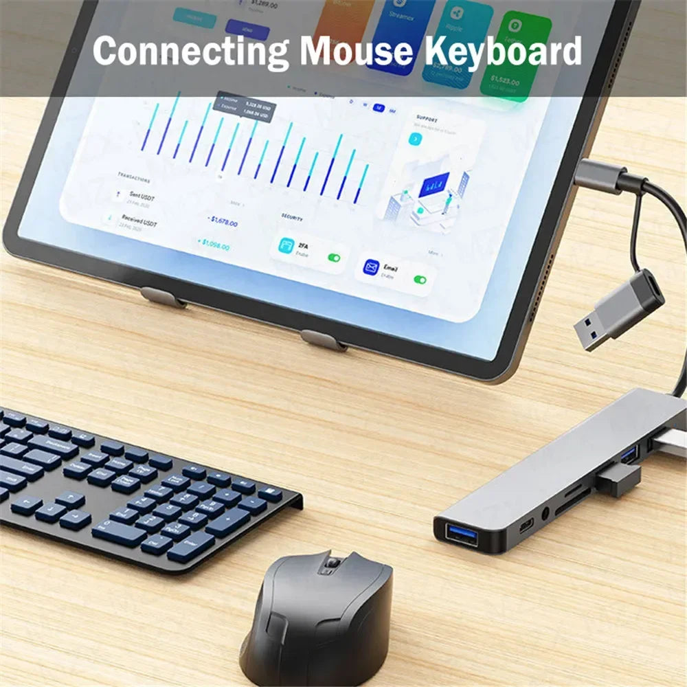 8-in-1 USB-C Hub with SD, Audio, USB Ports – Buy 1, Get 1 FREE-State of Style