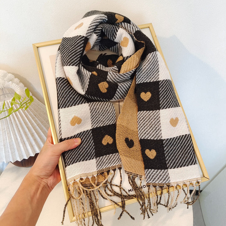 Kockás női sál poliészterből őszre és télre – Aurelie