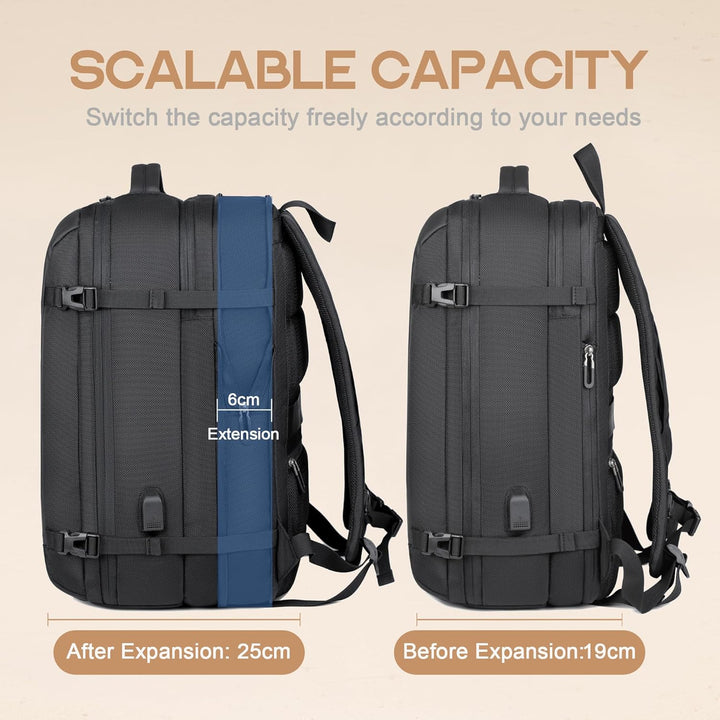 40L bővíthető vízálló utazó hátizsák USB porttal és 17” laptop tárolóval – AirVoyage